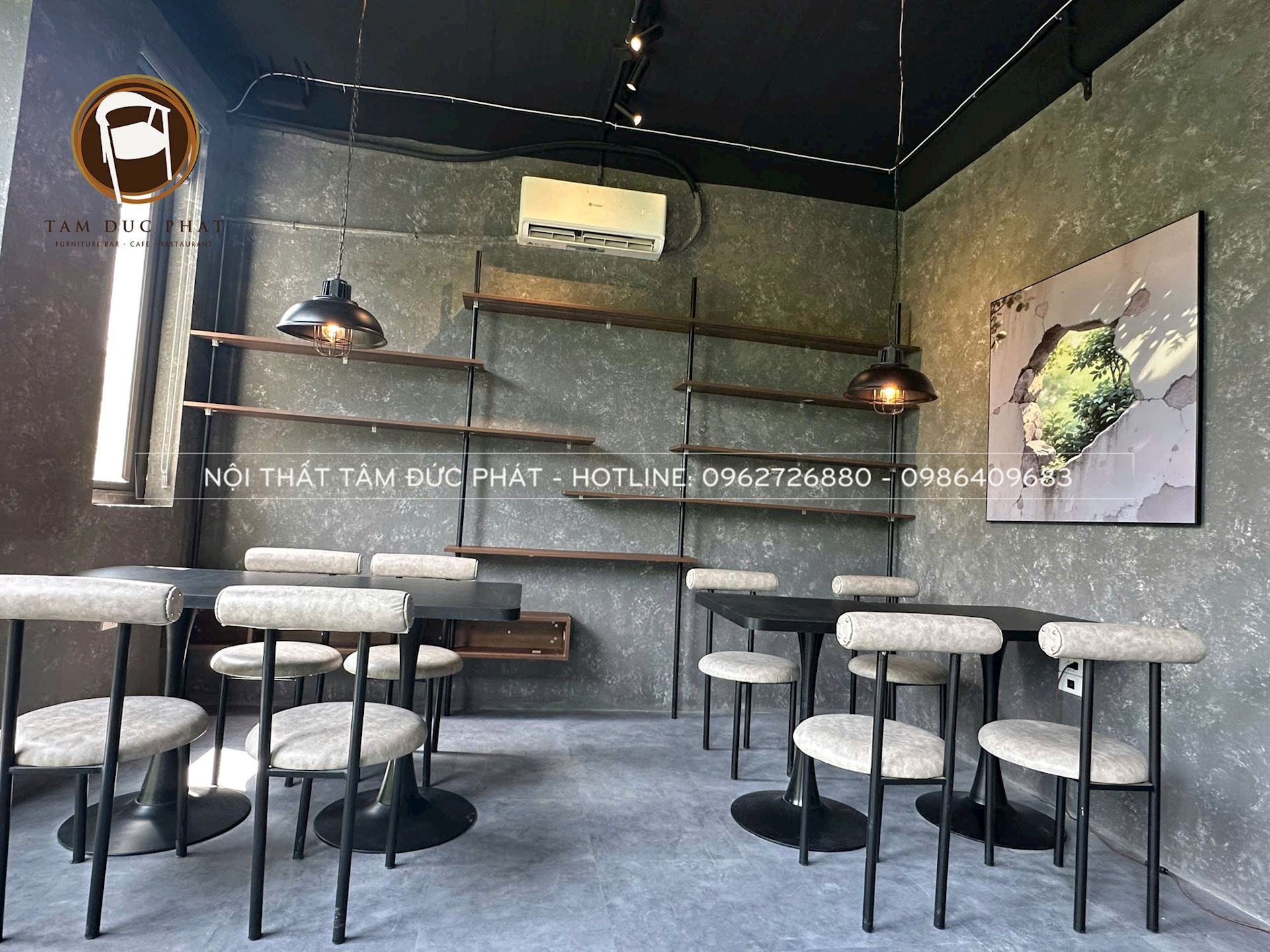 Ghế khung sắt đơn và bàn đơn